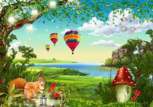 3D Фотообои Artegrafico «Воздушные шары в долине» Det178 песок