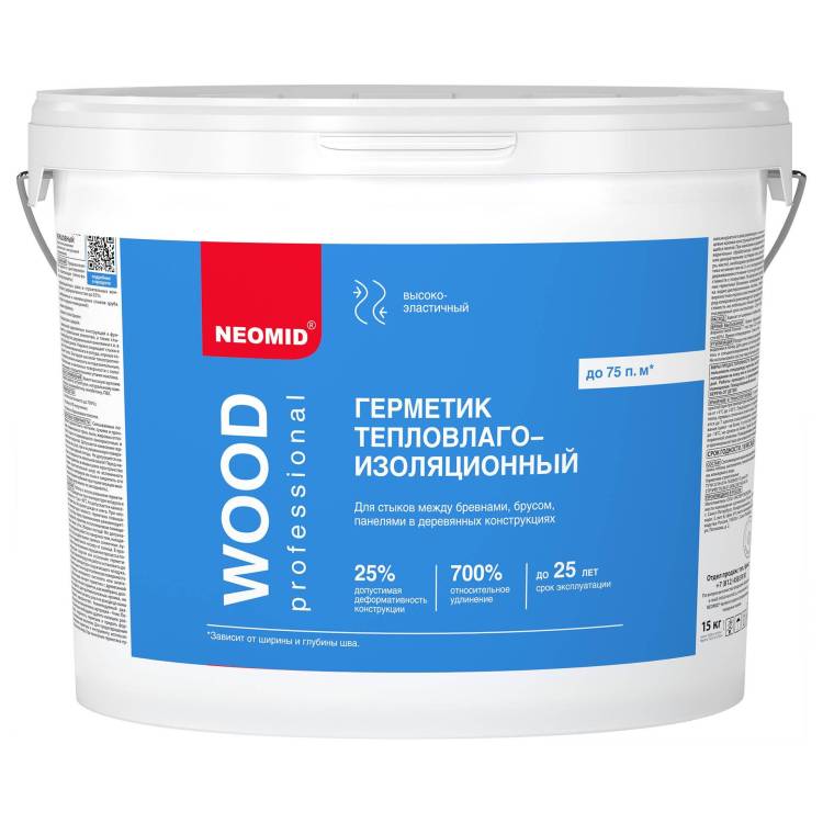 Герметик строительный Neomid Wood Professional белый 15 кг