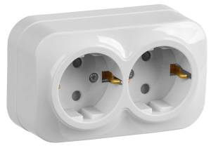 Розетка 2-местная с заземлением и шторками IEK Glory ERH24-K01-16 белый