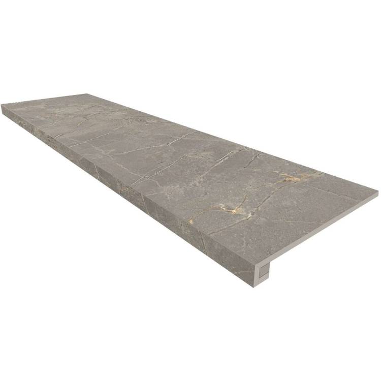 Ступень Estima Bernini 67324 Set/Steptrade/BR03_NS/33x120/Riser/BR03_NS/14,5x120 Grey неполированная с бортиком 33x120 + Подступенок 14.5x120