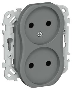 Розетка 2-местная IEK Flite FI-R20-10-1-K80 мокрый асфальт