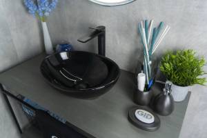 Раковина Gid Esfera Nc920 52231 черная глянцевая, 41x34x15