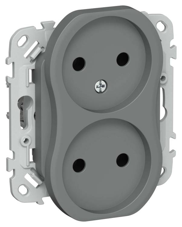 Розетка 2-местная IEK Flite FI-R20-10-1-K80 мокрый асфальт