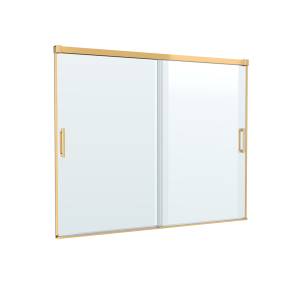 Шторка на ванну Cezares Tandem-Soft-Vf-2-180/145-C-Boro-Iv профиль брашированное золото, стекло прозрачное, 180x145