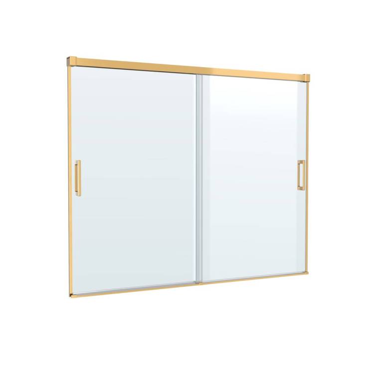 Шторка на ванну Cezares Tandem-Soft-Vf-2-180/145-C-Boro-Iv профиль брашированное золото, стекло прозрачное, 180x145