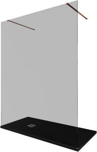 Душевая перегородка Allen Brau Infinity 3.21060.60.T профиль медь браш, стекло тонированное, 160x200
