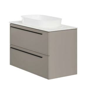 Тумба с раковиной La Fenice Elba Twin Cappuccino NFNC-01-ELB-C-100-2-3-M-GG бежевая матовая, 100 см