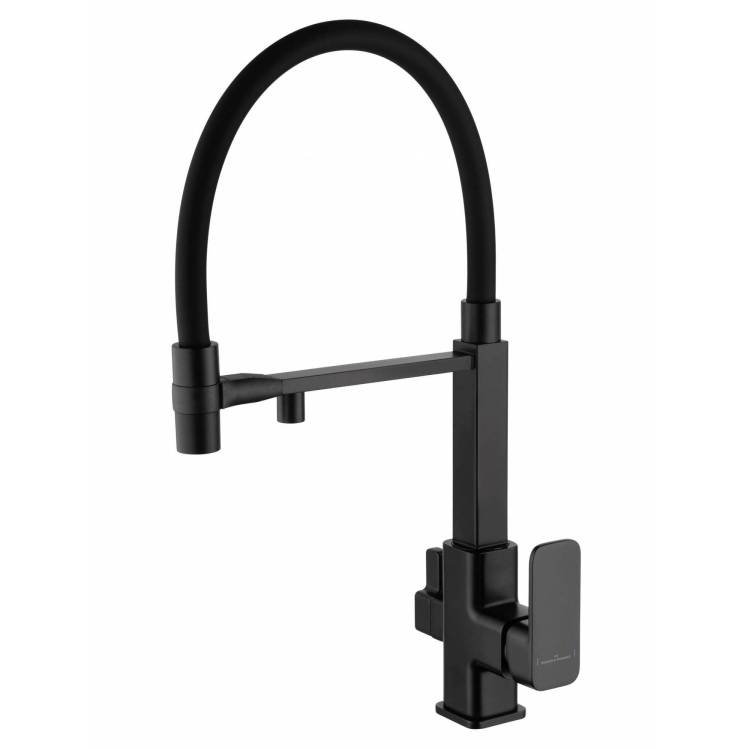 Смеситель для кухни Wonzon & Woghand WW-88458012-MB под фильтр, с гибким изливом, черный матовый