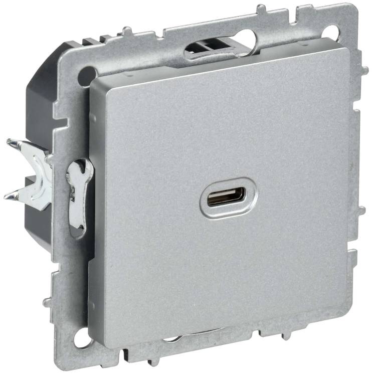 Розетка USB type C IEK Brite BR-U13-065-K47 алюминий