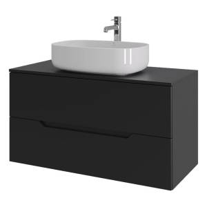 Тумба с раковиной Orange Line Li-100TubMDF+B07-540W черная матовая, 100 см