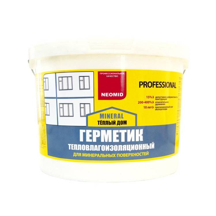 NEOMID MINERAL герметик тепловлагоизоляционный для минеральных поверхностей, белый (15кг)