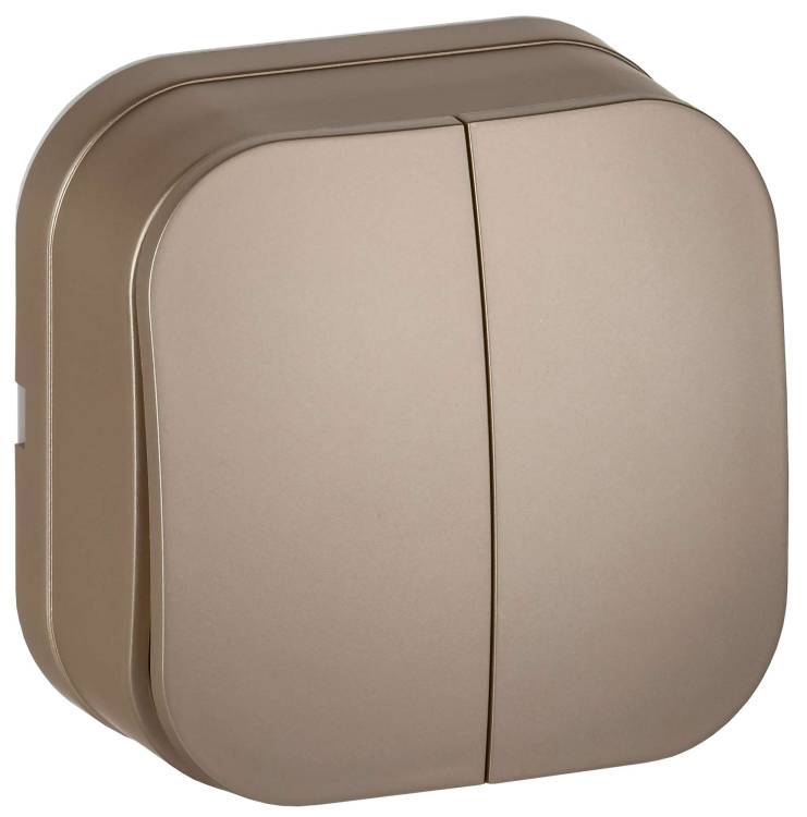 Выключатель 2-клавишный IEK Glory EVH20-K37M-10 шампань матовый