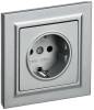 Розетка 1-местная с заземлением и шторками IEK Brite BR-R14-16-K47-F алюминий