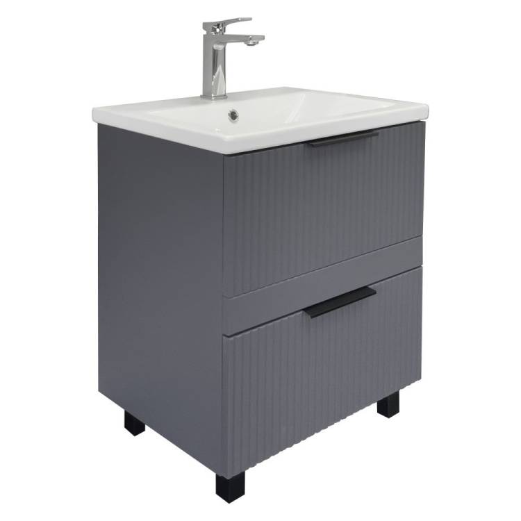 Тумба с раковиной Comforty Лима-60Н2 00-00019209 напольная, антрацит