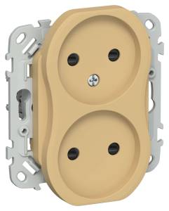 Розетка 2-местная с защитными шторками IEK Flite FI-R23-10-1-K89 шамуа