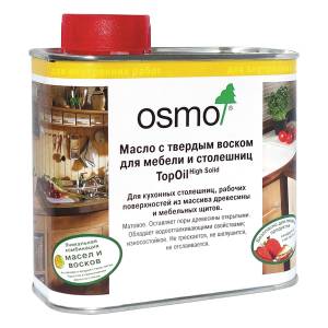 Масло с твердым воском для мебели и столешниц Osmo TopOil 3028 бесцветное шелковисто-матовое 0.5 л