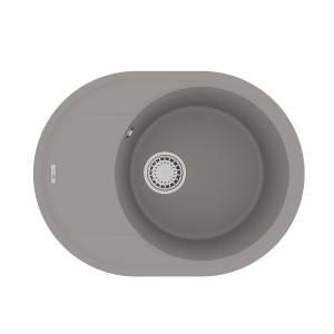 Кухонная мойка Lemark LACHA 620 9910051 врезная овальная с крылом из кварцгранита грей
