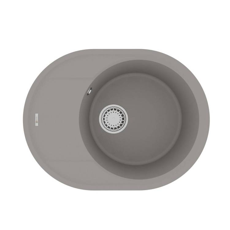Кухонная мойка Lemark LACHA 620 9910051 врезная овальная с крылом из кварцгранита грей