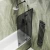 Шторка на ванну MaybahGlass MGV-660-6 69x140, поворотная, стекло графит матовый 6 мм, профиль черный