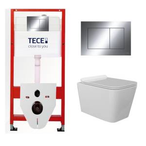 Комплект Tece TC412005510 Инсталляция для унитаза Tece + Унитаз подвесной beWash Kraft безободковый, с сиденьем микролифт, белый глянец