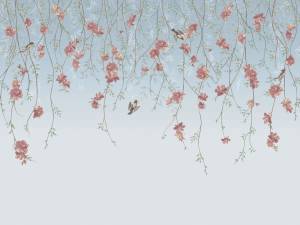 Фреска Ortograf Chinoiserie 33934 Delicate flowers blue Филиграна со стразами FM-F/S