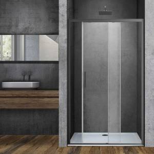 Душевая дверь в нишу Vincea Soft VDS-3SO120CLGM 1200x1950, профиль вороненая сталь, стекло прозрачное