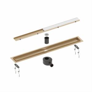 Душевой лоток Timo Drain System DS230208/17 двухсторонняя решетка, матовое золото