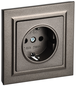 Розетка 1-местная с заземлением и шторками IEK Brite BR-R14-16-K45-F темная бронза