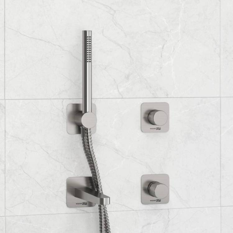 Душевой комплект Wasserkraft Tauber A6451.296.298.275.100.276 встраиваемый, с лейкой и изливом, никель