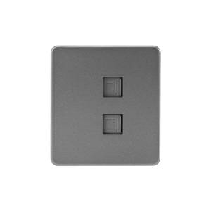 Розетка компьютерная RJ45 2-местная Kranz Round KR-78-0725-2 титан