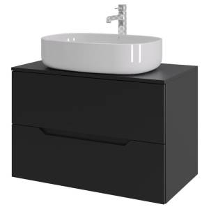 Тумба с раковиной Orange Line Li-80TubMDF+B04-600W черная матовая, 80.5 см