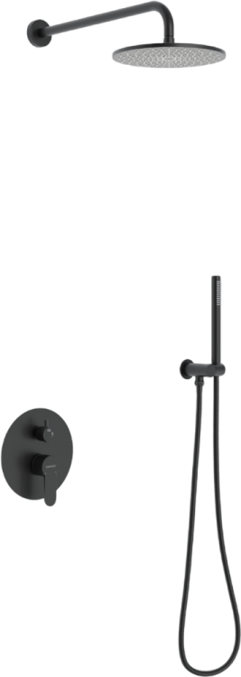 Душевой комплект Berges Wasserhaus Ventas 2R 073004 С ВНУТРЕННЕЙ ЧАСТЬЮ, черный матовый