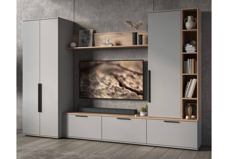 Модульная гостиная Woodville Филеста 664940 шиншилла серая / дуб вотан