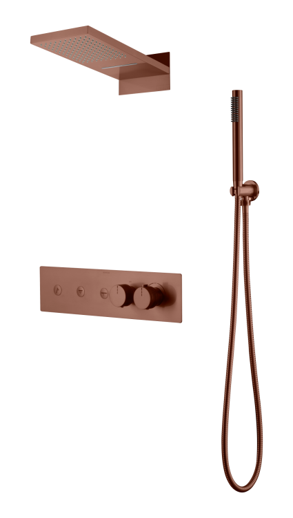 Душевой комплект Boheme Fusion 131-BRB с термостатом, трехпозиционная, Brushed Bronze