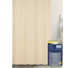 Штора для ванной Bath Plus AKSK-02 с кольцами, 180x200, бежевый