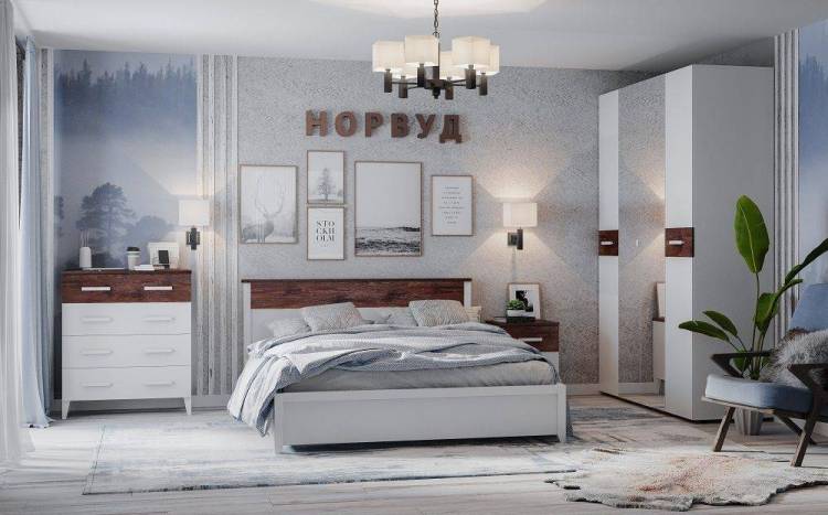 Спальня ГЛАЗОВ МЕБЕЛЬ Норвуд Н001535 Комплект 1