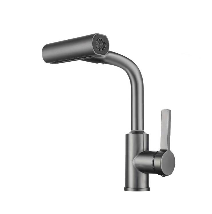 Смеситель для кухни Rush Tinos TI3732-17Grey с поворотной лейкой, графит