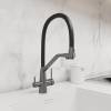 Смеситель для кухни Avrora Kitchen AV9006GM с гибким изливом и подключением фильтра питьевой воды, графит фото 4