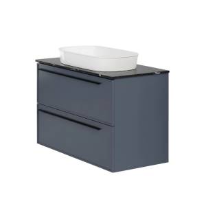 Тумба с раковиной La Fenice Elba FNC-01-ELB-BG-100-2 Синий, с черной столешницей