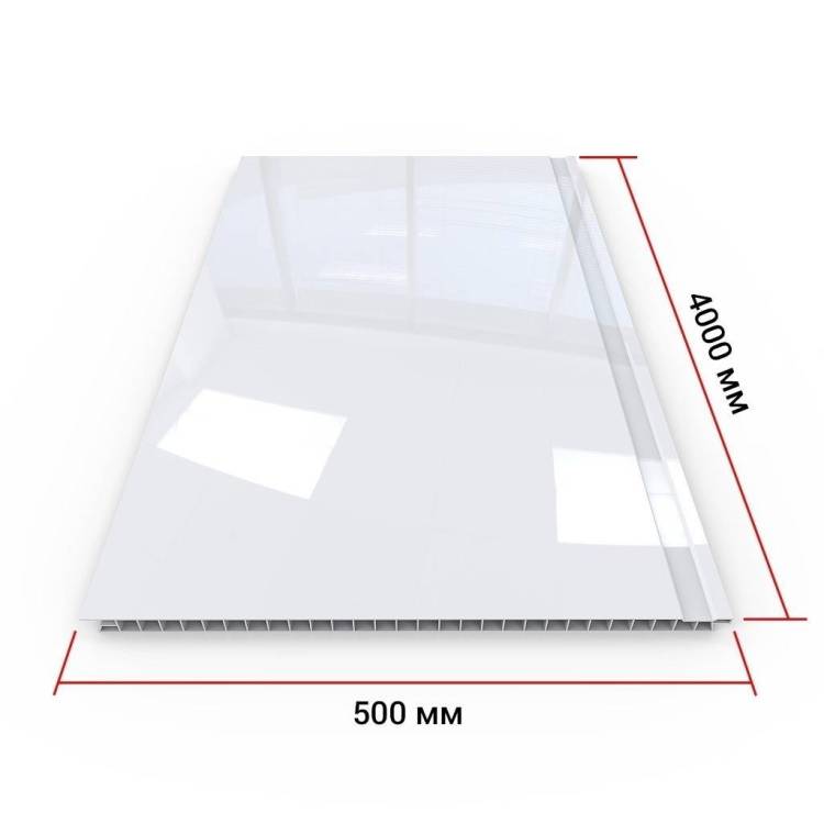 Панель ПВХ ВЕК Белая глянцевая лакированная 400x50x0.9