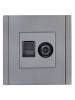 ТВ-розетка+Ethernet RJ45 IEK Forte&Piano FP-AK20-1-K46 сталь фото 4