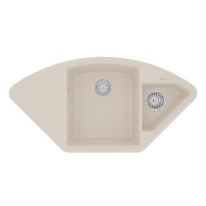 Кухонная мойка Lemark IRKANA 980 9910048 врезная угловая с доп. чашей и крылом из кварцгранита шампань