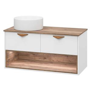 Тумба с раковиной Brevita Bergen - 105 Дуб Гала, Белый матовый 52x105x48