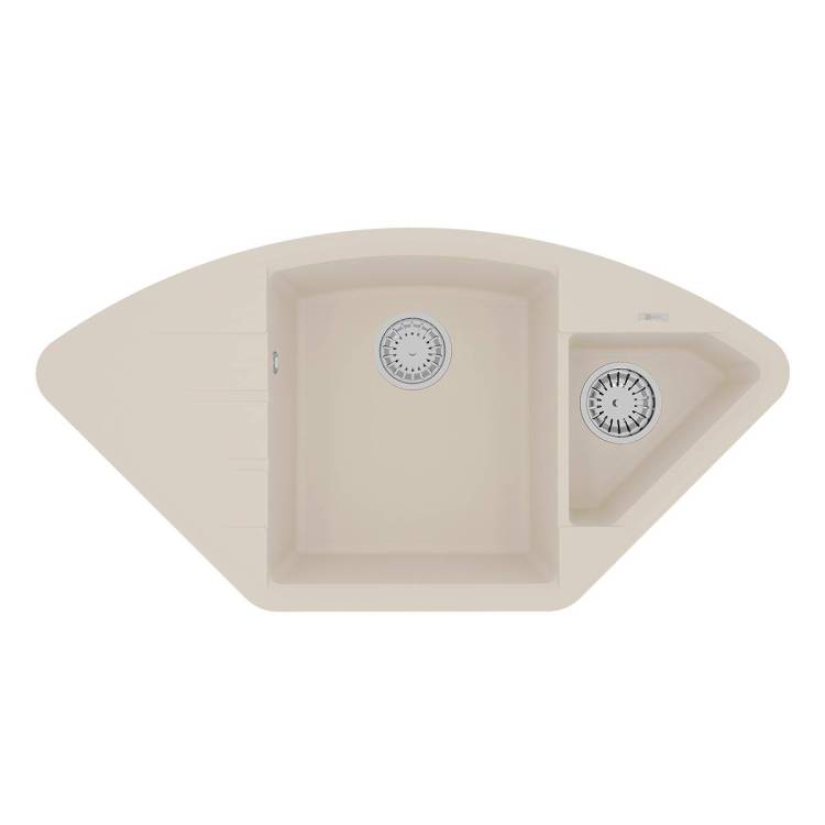 Кухонная мойка Lemark IRKANA 980 9910048 врезная угловая с доп. чашей и крылом из кварцгранита шампань