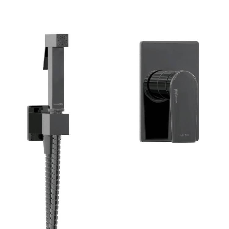 Гигиенический душ Wasserkraft A66096 черный, встраиваемый, шланг 150 см