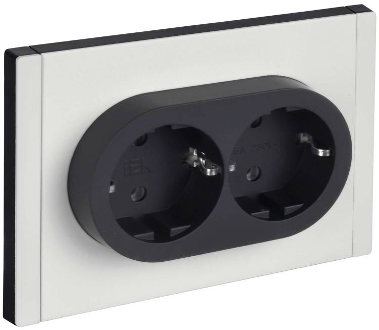Розетка 2-местная с заземлением IEK Forte&Piano FP-R21-16-1-M-K01 белый