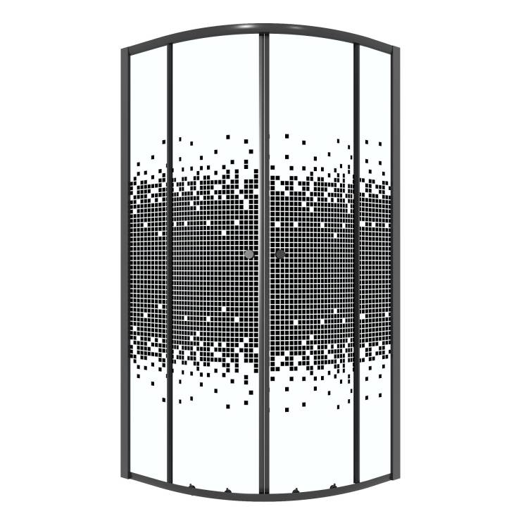 Душевой уголок Niagara Eco NG-1007-14BLACK профиль черный матовый, стекло с узором, 90x90x190
