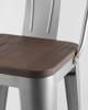 Набор из 6 полубарных стульев Stool Group Tolix YD-H675E-W YG-15 X6 серебристый матовый, темное дерево, со спинкой фото 9