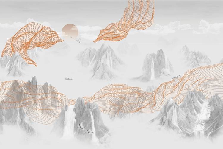 Бесшовные Eco обои Ortograf Artline 34566 Горная абстракция Шампань OE-G