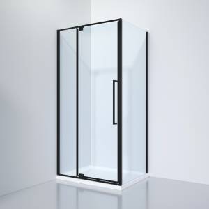 Душевой уголок Black&White S812-1000 профиль черный, стекло прозрачное, 100x100x195